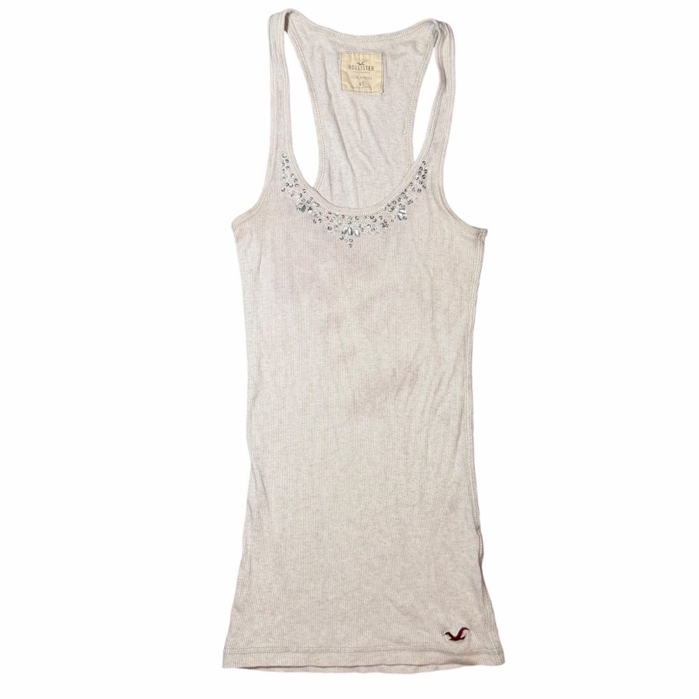 Y2K Hollister McBling Jeweled Ribbed Tank Top XS
